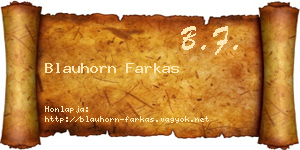 Blauhorn Farkas névjegykártya